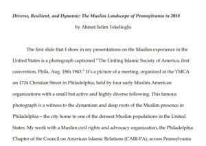 Essay by Ahmet Selim Tekelioglu Published in Pennsylvania Legacies Magazine (Vol. 18, No. 1, Spring 2018).