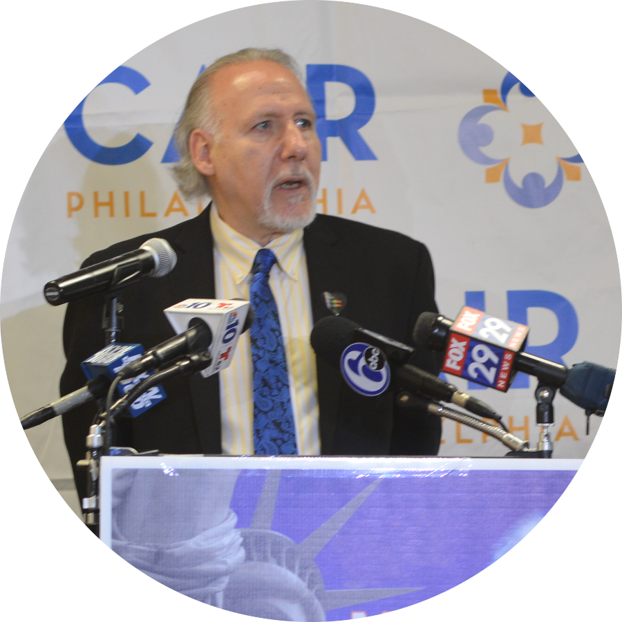 CAIR-PA staff member Jacob Bender speaking to the press.