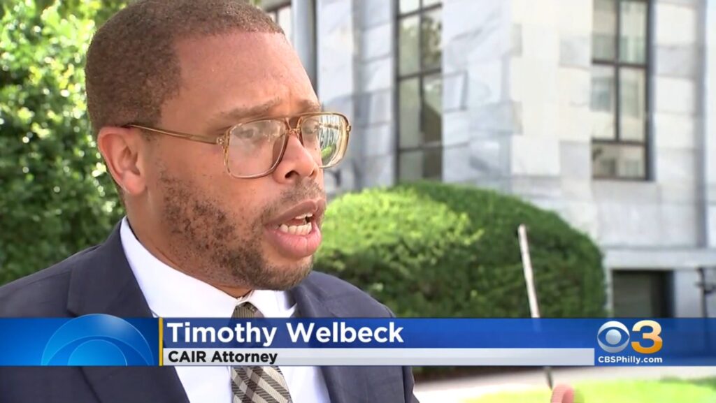 Timothy Welbeck, Esq. speaks to the media