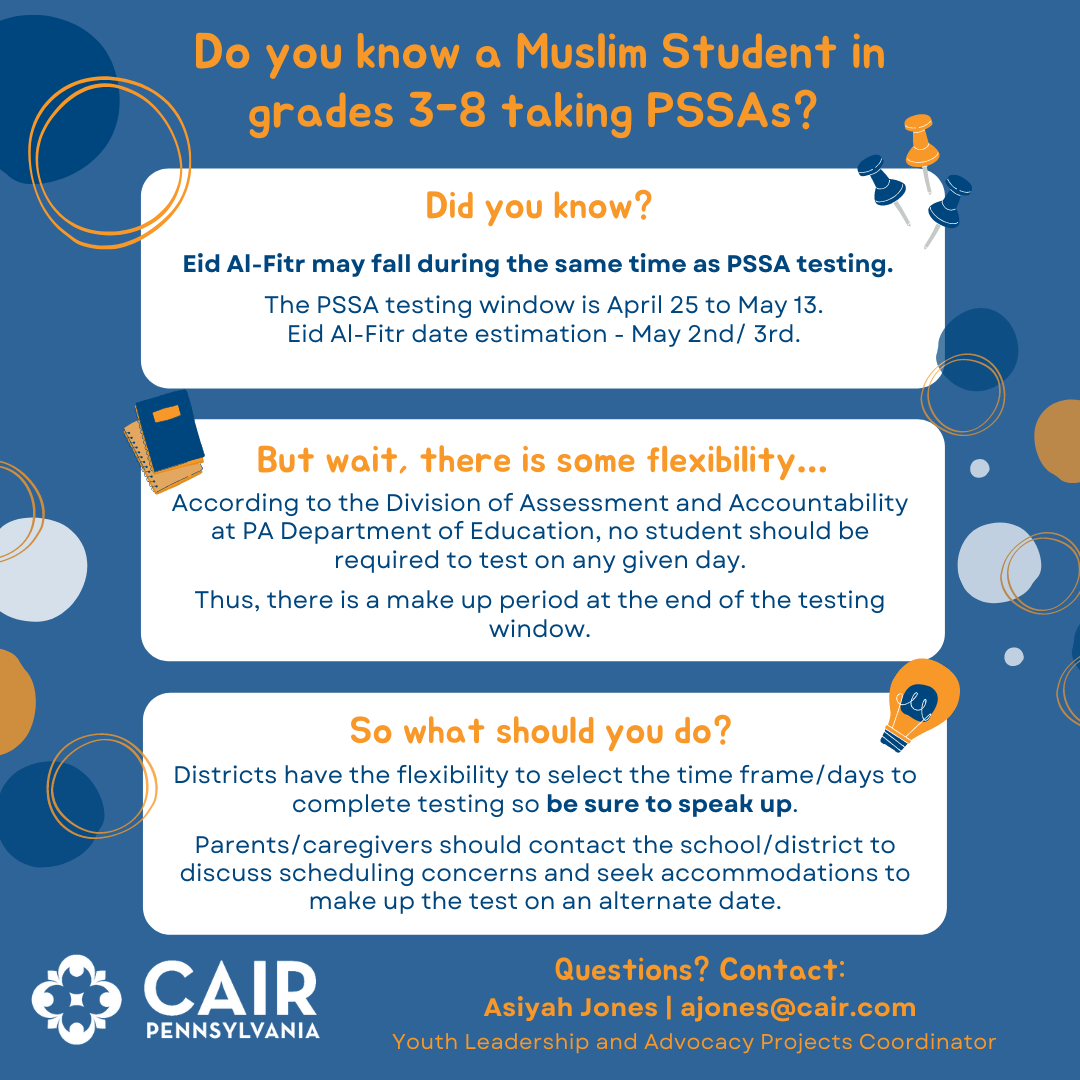 Pssa Schedule 2022 Ramadan And Student Needs: Pssa Accommodation And More - Cair-Philadelphia