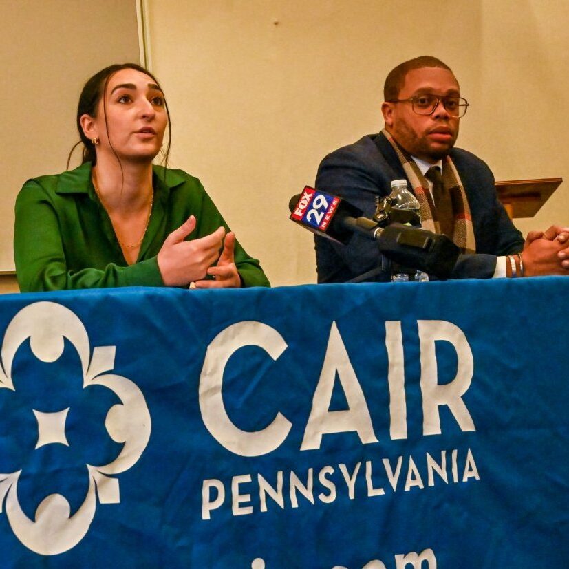 Natalie Abulhawa and Timothy Welbeck, Esq. at our press conference.