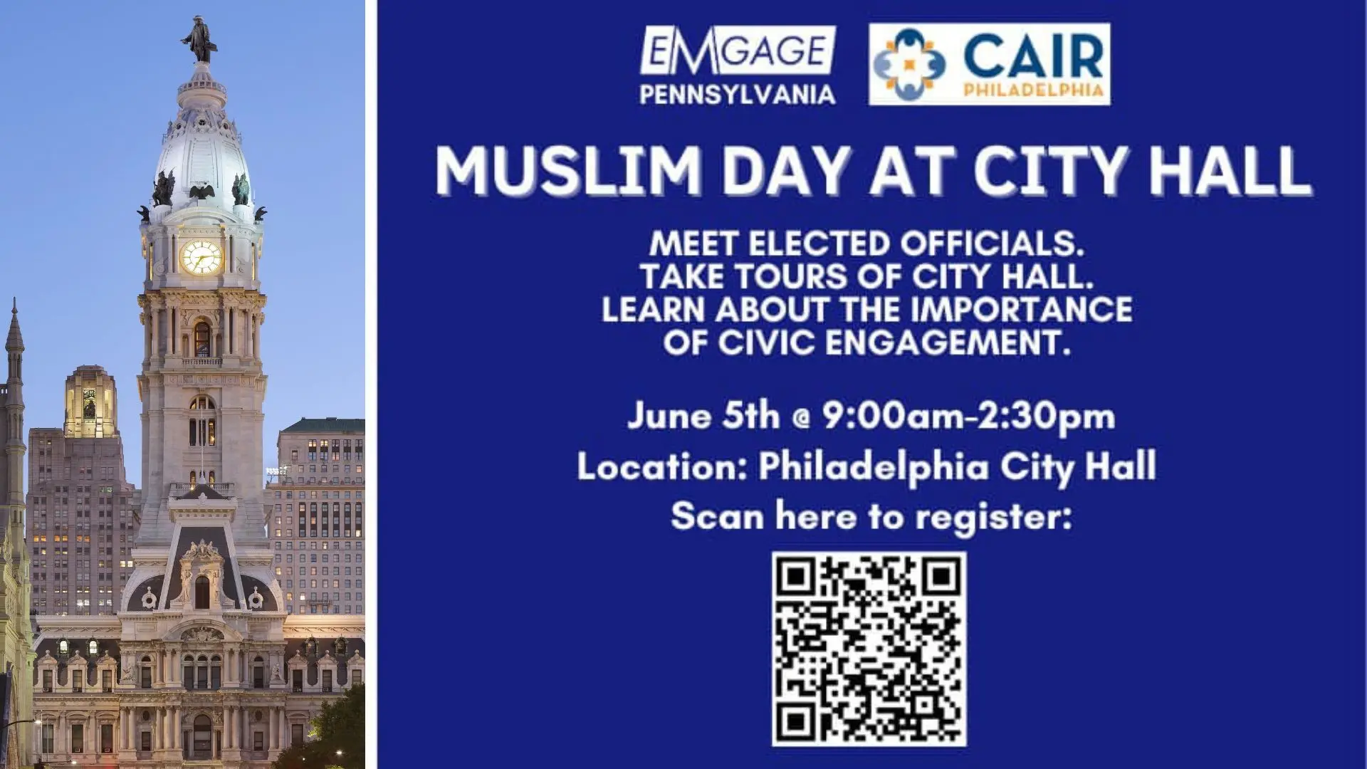 CAIRPhiladelphia, Emgage Pennsylvania to CoHost Muslim City Hall Day