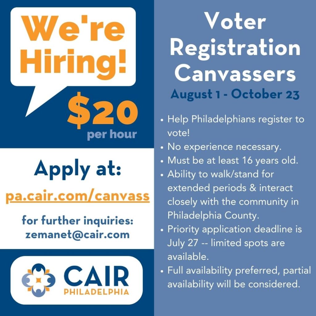 Voter Registration Canvassers Application CAIRPhiladelphia