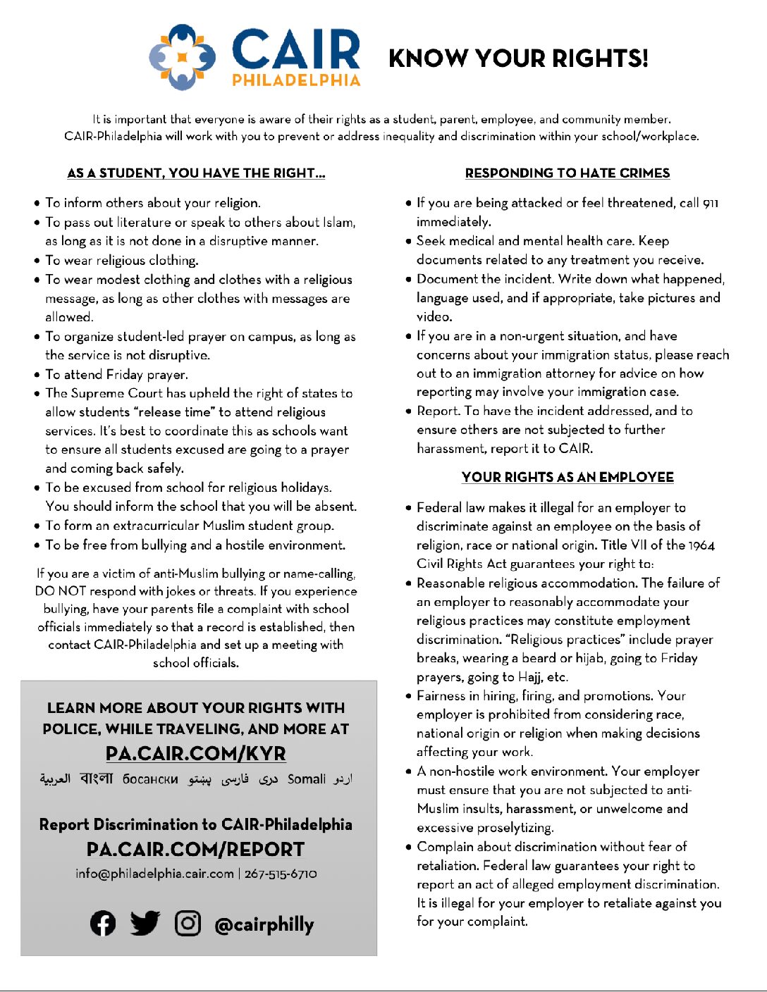 Student/Employee Rights