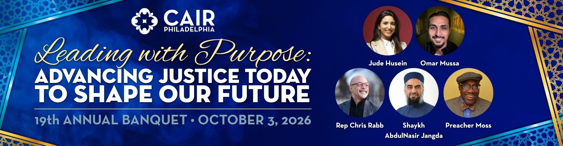 CAIR-Philadelphia Annual Fundraising Banquet: Saturday, October 3, 2026 at Chase on the Riverfront, Wilmington, DE
